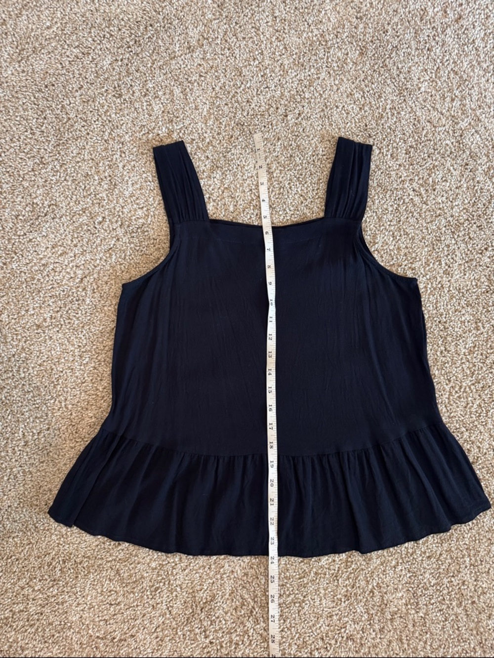 LOFT Navy Ruffle-Hem Square Neck Tank Top - Picture 4 of 4
